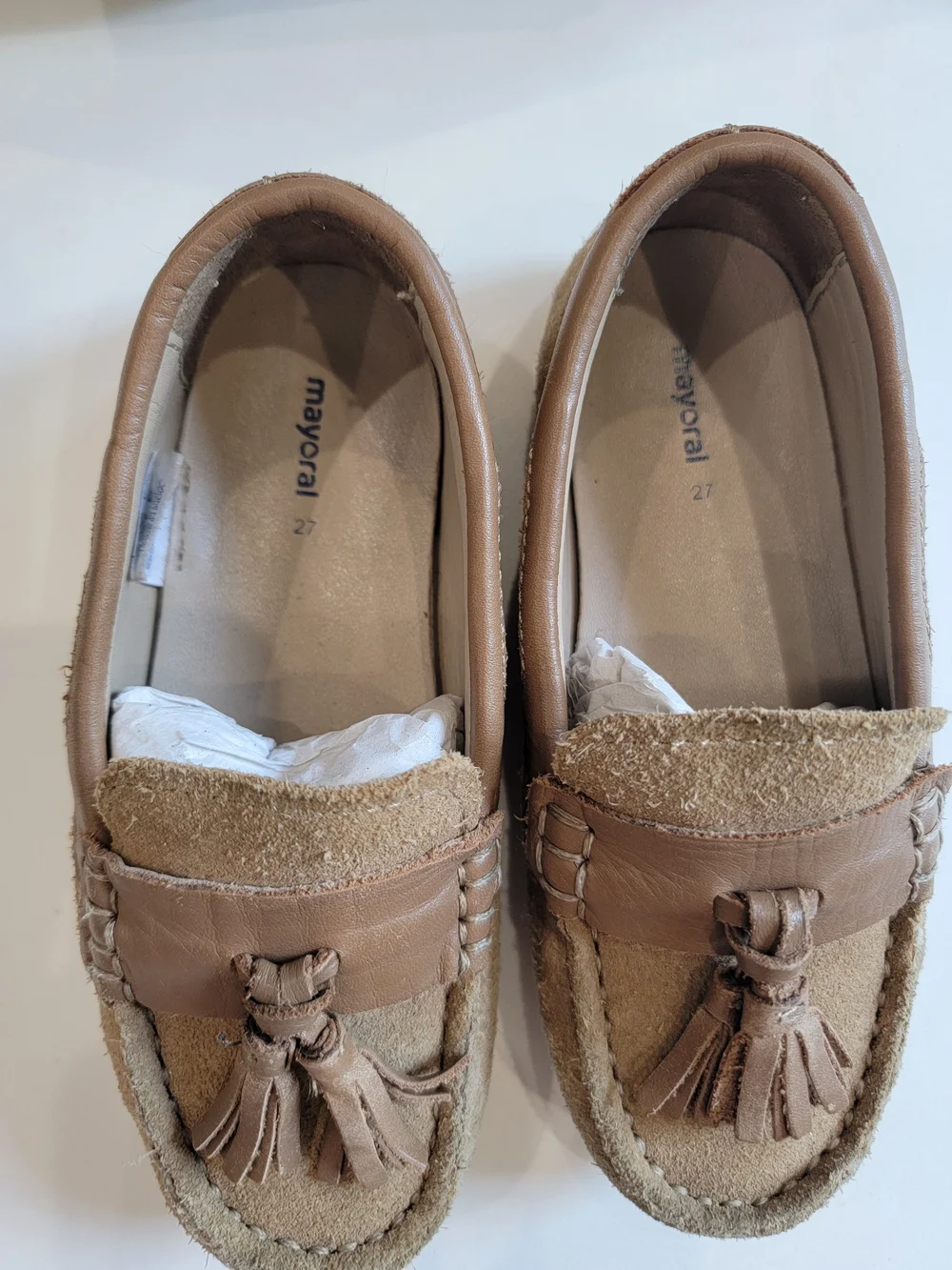 Mayoral Kids' Tan Tassel Moccasin Loafers Sz 10
